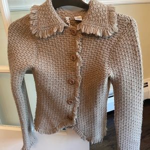 Barneys Coop cashmere camel button down sweater